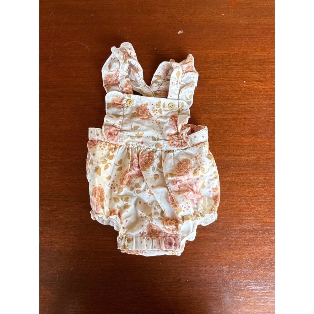 H&M Roses floral newborn cross back ruffle romper